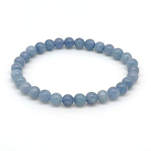 Bracciale in Angelite, Pietre Dure Naturali, Elastico 19 cm, Pietre da 5/6 mm, Fatto a Mano