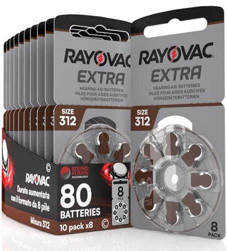 Rayovac Extra Advanced - Batterie per Apparecchi Acustici 312 (PR41) Marroni - 80 Unità