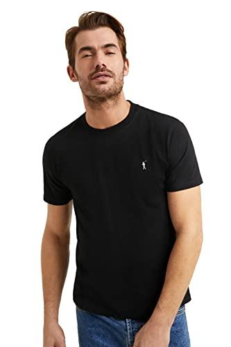Polo Club Maglietta Basic Nera Cotone con Logo Ricamato Uomo