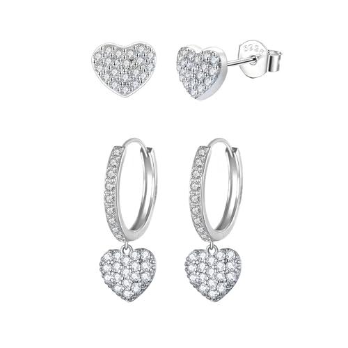 Epoch World 2 Paia Orecchini Cuore in Argento Sterling 925