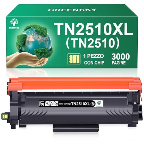GREENSKY TN2510XL Toner Compatibile con Brother HL-L2400DWE, HL-L2400DW, DCP-L2627DWE, MFC-L2800DW (1 Nero)