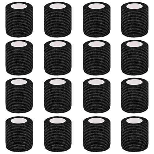 Clooflar Benda Elastica Autoadesiva Coesiva, 16 Rotoli, 5cm x 4.5m, Nero