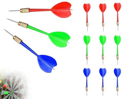 Lhbwhiz Set di Freccette da 9 Pezzi, Freccette Professionali con Punta in Acciaio e Punta in Metallo, Utilizzate per Feste a Tema, Compleanni, Carnevali (11 cm, 3 Colori)