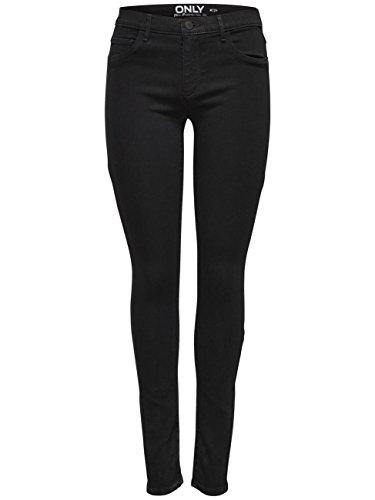 ONLY Onlrain Reg Skinny Fit Jeans Donna, Black Denim, XL/30L