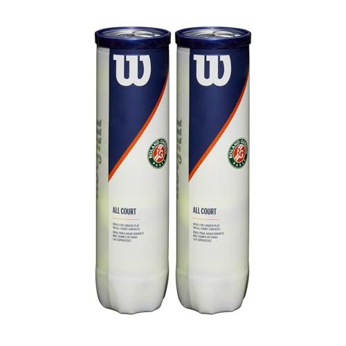 Wilson Roland Garros All Court - Confezione da 2 Tubi da 4 Palline