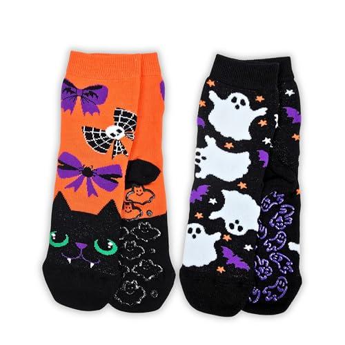 LEON D'ORO Calzini Bambina Antiscivolo Cotone - Fantasia Halloween, Made in Italy