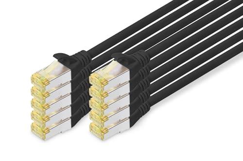 DIGITUS Cavo LAN Cat 6A - 2m - 10 Pezzi - Cavo di Rete RJ45 Schermato S/FTP - Nero