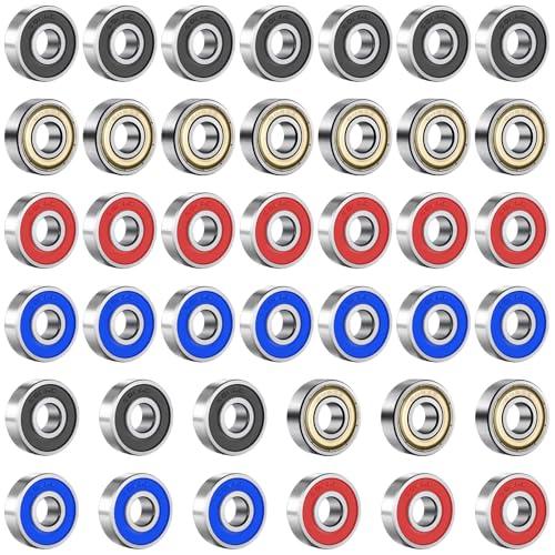 XTUDOU® 40 Cuscinetti a Sfera 608zz e 608-2RS per Skateboard, Scooter e Pattini in Linea