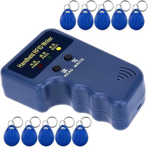 Lettore/Scrittore RFID Portatile 125kHz con 10 Portachiavi T5577 Riscrivibili