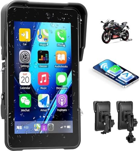 CAMECHO 5 Pollici Carplay: Navigatore Impermeabile per Moto con Android Auto e Bluetooth