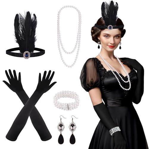 FEPITO Set di 8 Pezzi Flapper Great Gatsby Anni '20 - Accessori a Tema per un Look Indimenticabile