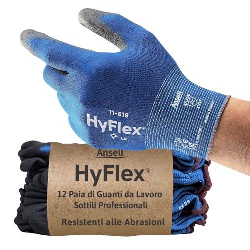 Ansell HyFlex 11-618 Guanti da Lavoro Sottili, Taglia L (12 Paia)