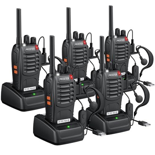 Proster Set di 5 Walkie Talkie Professionali PMR446 con Accessori
