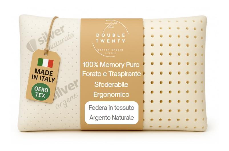 Cuscino Ergonomico in Memory Foam con Argento Naturale - Comfort e Supporto per un Sonno Rigenerante
