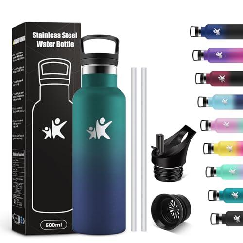 KollyKolla Borraccia Termica Bambini 500ml con Cannuccia - Acciaio Inox, Senza BPA