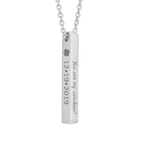 Collana Unisex Personalizzabile con Incisione - Ciondolo Rettangolare in Acciaio Inossidabile