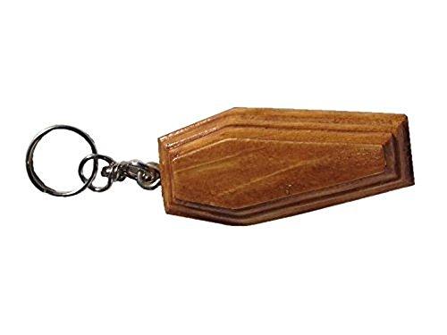 Originale portachiavi in legno interamente realizzato a mano a forma di bara colore quercia.