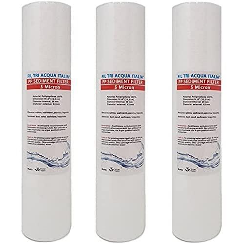 FILTRIACQUAITALIA Cartuccia Filtro a Sedimenti 10 Pollici Micron 5 - Set da 3 Pezzi
