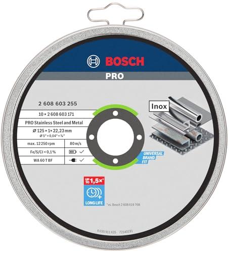 Bosch Professional Standard for Inox - Dischi da taglio per acciaio inox, 125 x 1 mm, confezione da 10