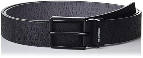 ARMANI EXCHANGE Cintura reversibile con logo goffrato, Cintura Uomo, Nero/Grigio, TU