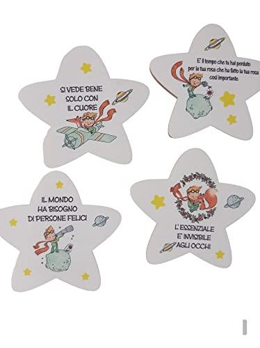 Magnete in legno stellina tema Piccolo Principe 8 PEZZI