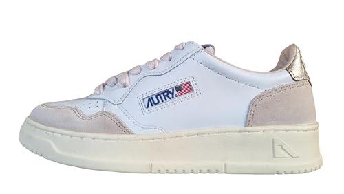 Autry Medalist Low Bianco Oro - Sneakers Donna in Pelle e Camoscio