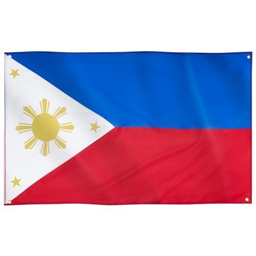 Runesol Philippines flag, 91x152cm, 3ft x 5ft, 4 Occhielli, Bandiera Filippine, Bandiera Nazionale Filippine, Pambansang Watawat Ng Pilipinas, Bandiera di Qualità, Interno, Esterno