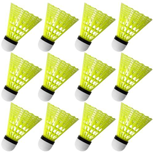 FYSL 12 Pezzi Volani da Badminton, Nylon Volano Badminton Giallo