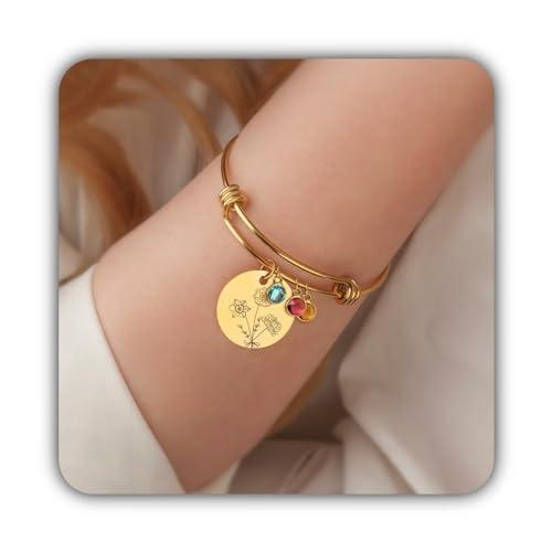 Bracciale Personalizzato Mamma e Figlia con Fiori di Nascita