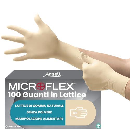 Ansell MicroFlex 63-864 Guanti Monouso in Lattice, Bianco, Taglia M (100 Guanti)