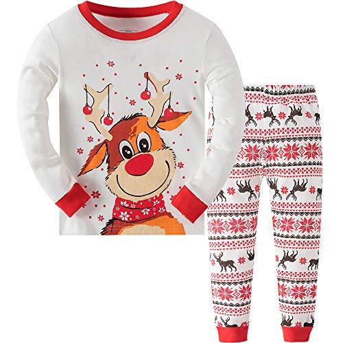 MIXIDON Pigiama Natalizio Bambini - Set 2 Pezzi Albero di Natale (Taglia 6 Anni)