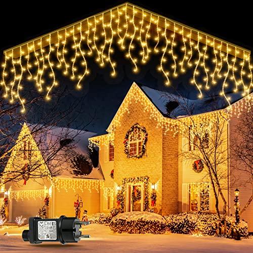 GYLEFY Luci Natale Esterno 10M LED Cascata Bianco Caldo