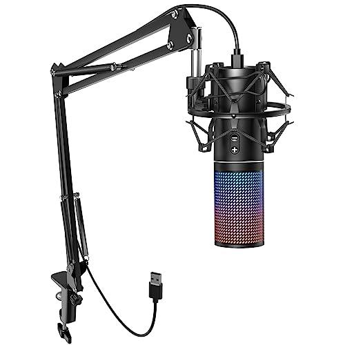 TONOR RGB Microfono a Condensatore USB per PC - Ideale per Streaming, Gaming, Podcast e Registrazione