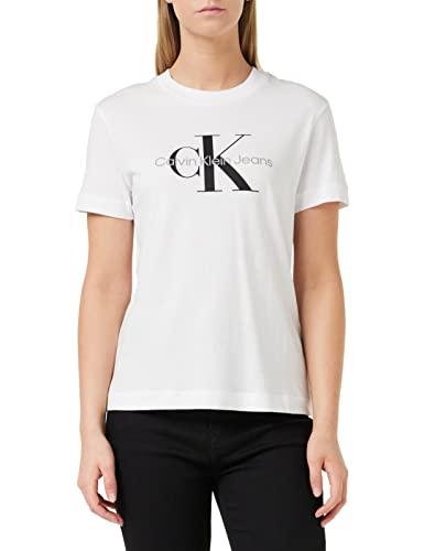Calvin Klein Jeans T-shirt Maniche Corte Donna Core Monologo Scollo Rotondo, Bianco
