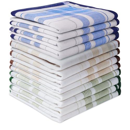 Aomig Fazzoletti Uomo, 12 Pezzi Fazzoletto da Taschino 40cm*40cm, Grandi Fazzoletti in Cotone per Uomini, Regalo Elegante