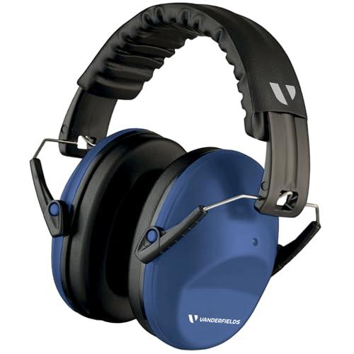 Vanderfields Premium Cuffie di Protezione per l'Udito - Riduzione del Rumore ad Ampio Spettro 33,2dB a 2K Hz Cuffie Antirumore - Adulti + Adolescenti - Blu Marino