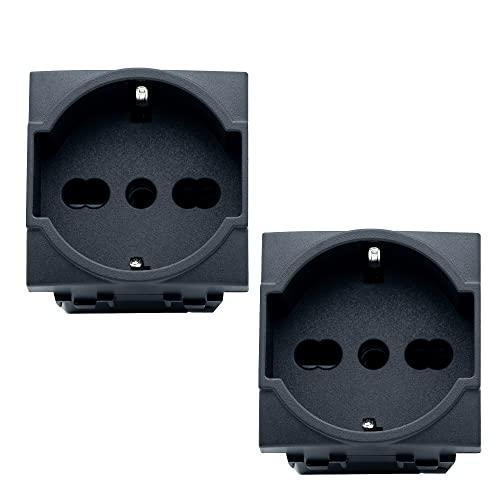 BRATEK - 2 Prese Schuko Compatibili con Bticino Living - Presa Elettrica 2P+T 16A