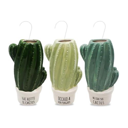 Paluplus Set 3 Evaporatori d'acqua per termosifoni in Ceramica Cactus