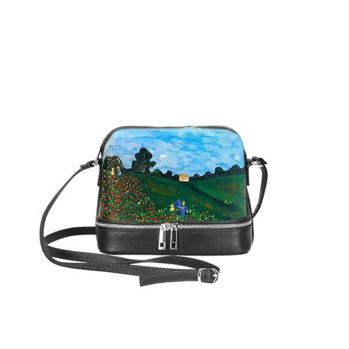 Borsa a Tracolla in Pelle Dipinta a Mano 
