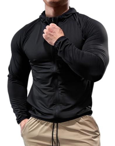 palglg Felpa Sportiva con Cappuccio e Zip da Uomo - Ideale per Fitness e Corsa