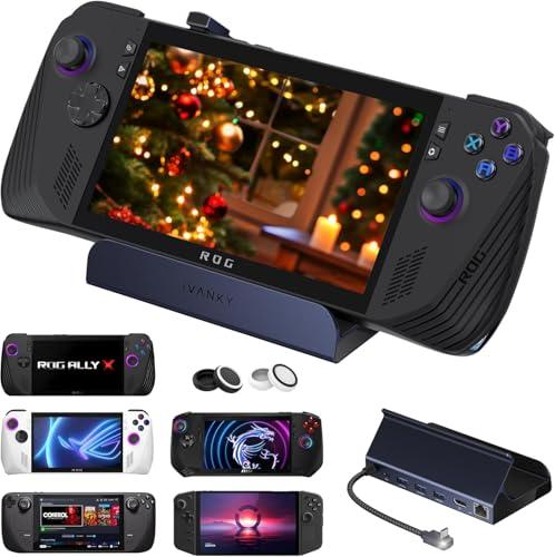 iVANKY 8-in-1 ROG Ally Dock con HDMI 2.1 4K@120Hz, 3*USB-A 3.0, Carica USB-C da 100W, Ethernet da 1Gbps, Docking Station Compatibile con ASUS ROG Alloy X/Lenovo Legion go/Valve Steam Deck OLED