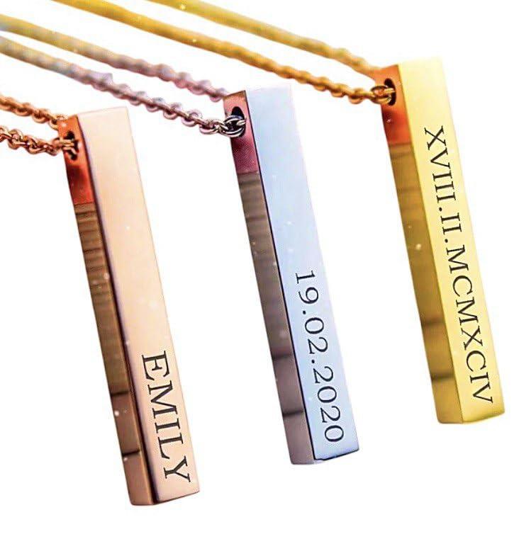 Collana Unisex Personalizzabile con Incisione - Ciondolo Rettangolare in Acciaio Inossidabile