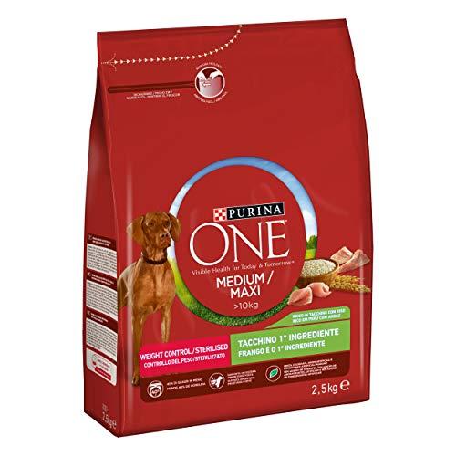 PURINA ONE MEDIUM/MAXI > 10kg Crocchette Cane Controllo del Peso Ricco in Tacchino e Riso - 2,5kg