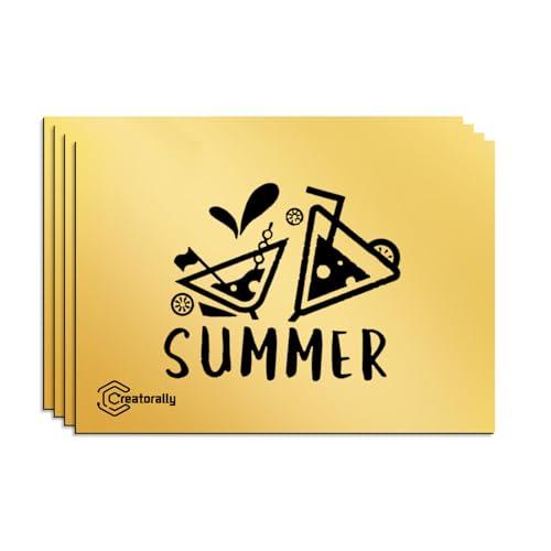 Pannelli in ABS Bicolore per Incisione Laser - Nero su Oro a Specchio, 30x20 cm (4 Pezzi)