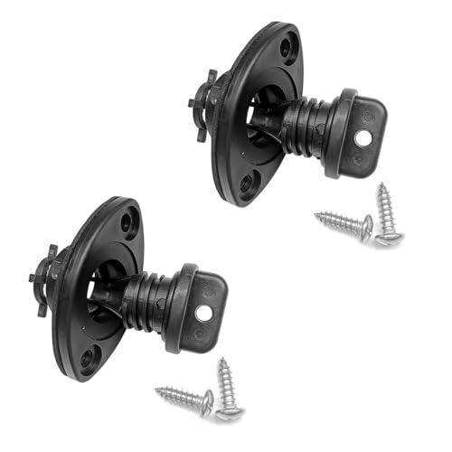 POFET Set di 2 Tappi di Scarico universali per Kayak, Canoa, Barca, Filo di Scarico, Accessori di Ricambio per Pesca con 4 Viti, Colore: Nero