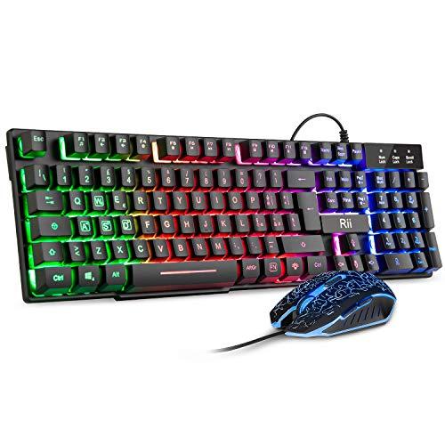Rii Gaming RK108 - Combo Tastiera e Mouse Retroilluminati (Layout Italiano)