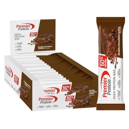 Premier Protein High Protein Bar Double Chocolate - Barretta Proteica 20g, Low Sugar, Senza Olio di Palma (16x40g)