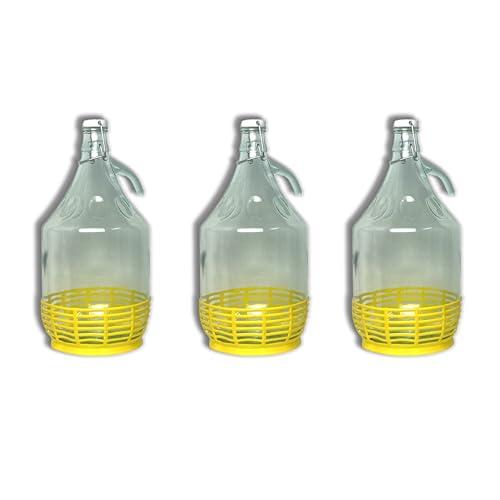 FERROELETTRA Damigiana in Vetro da 5 Litri con Chiusura Ermetica (Set da 3)