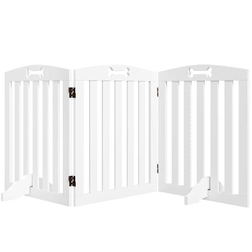 PawHut Cancellino per Cani Pieghevole a 3 Pannelli, Cancelletto di Sicurezza in MDF Bianco
