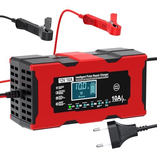 VELOGK Caricabatterie Auto 10A 12V con Mantenitore e Schermo LCD